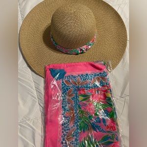 NWT Lilly Pulitzer beach hat and Pareo Sarong Casa Jaguar